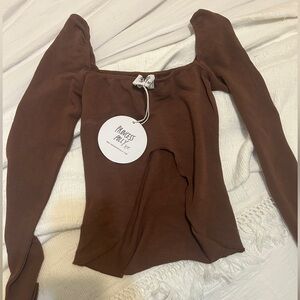 NWT Princess Polly Aviel Long Sleeve Top Brown